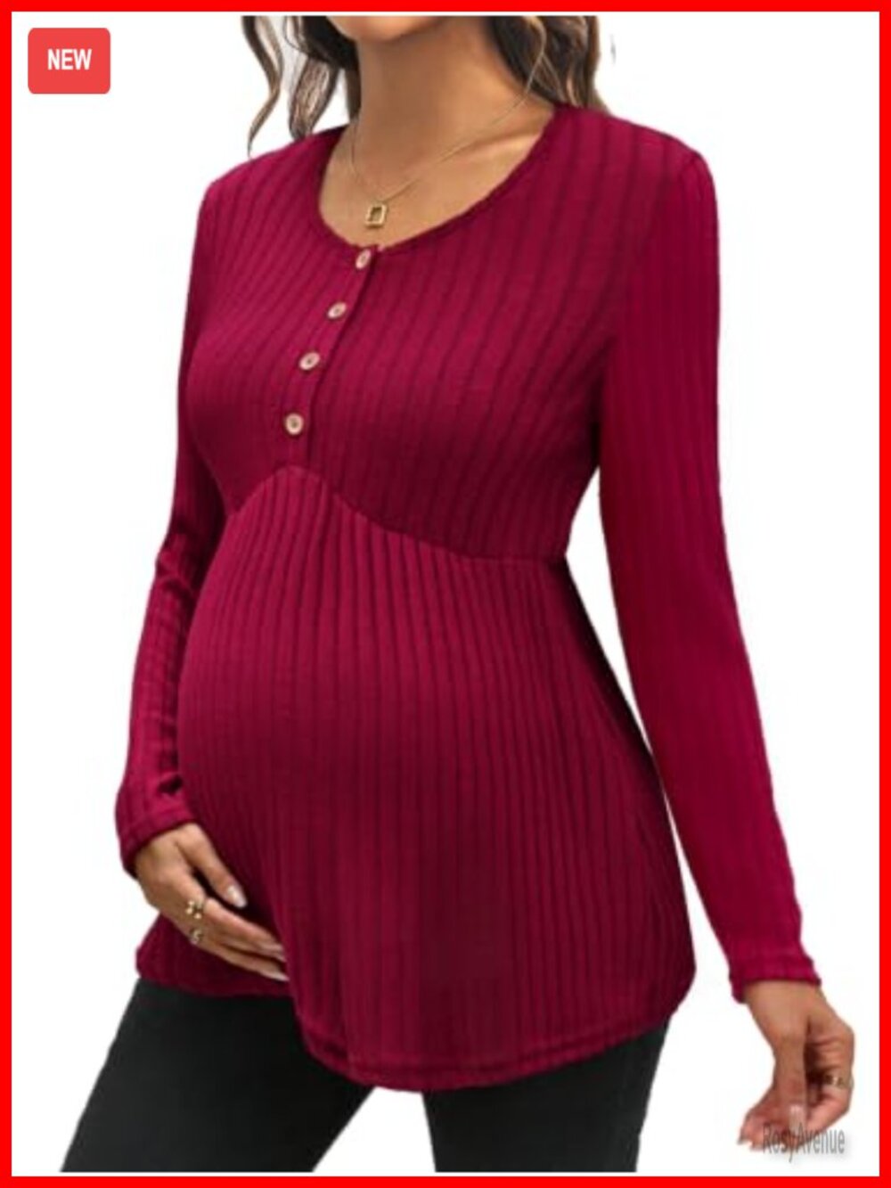 Maternity Long Sleeve Henley Nursing Top Babydoll Peplum Shirt